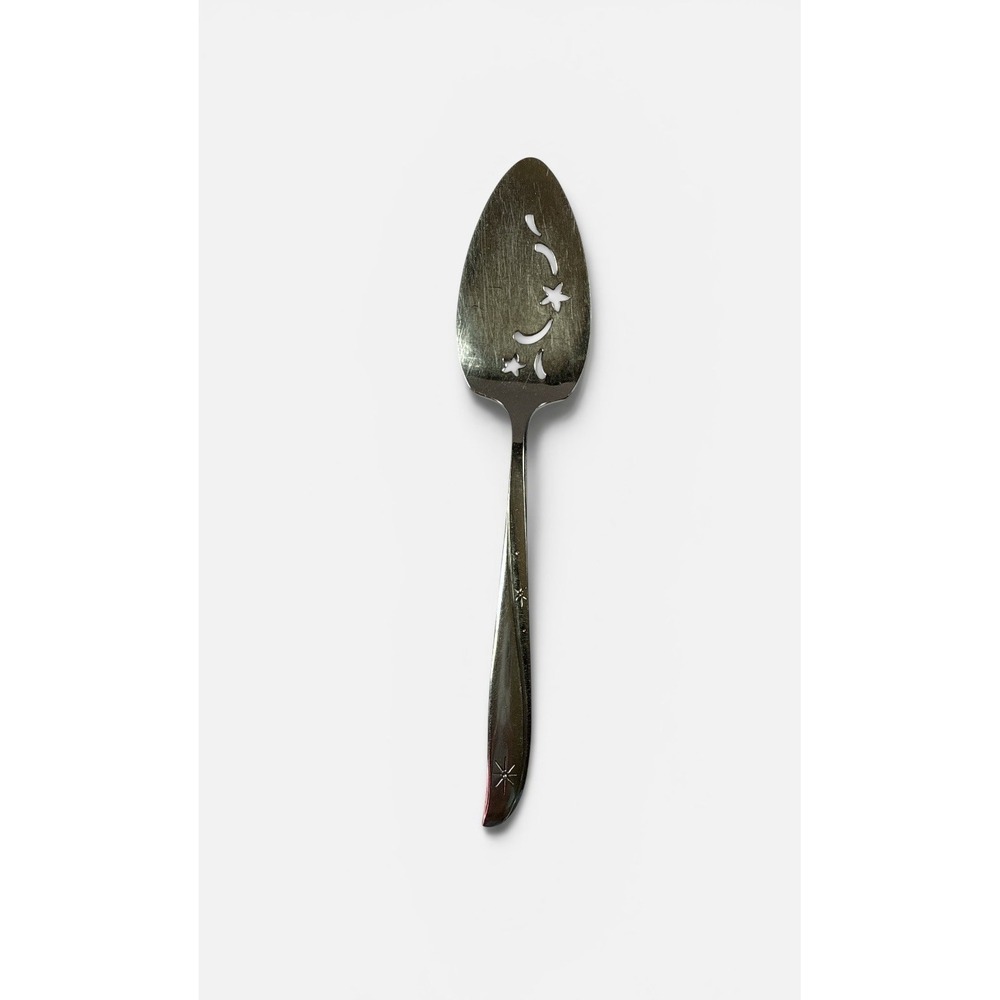 Oneida Community Stainless Twin Star Pierced Pie Cake Server Atomic Mid Century